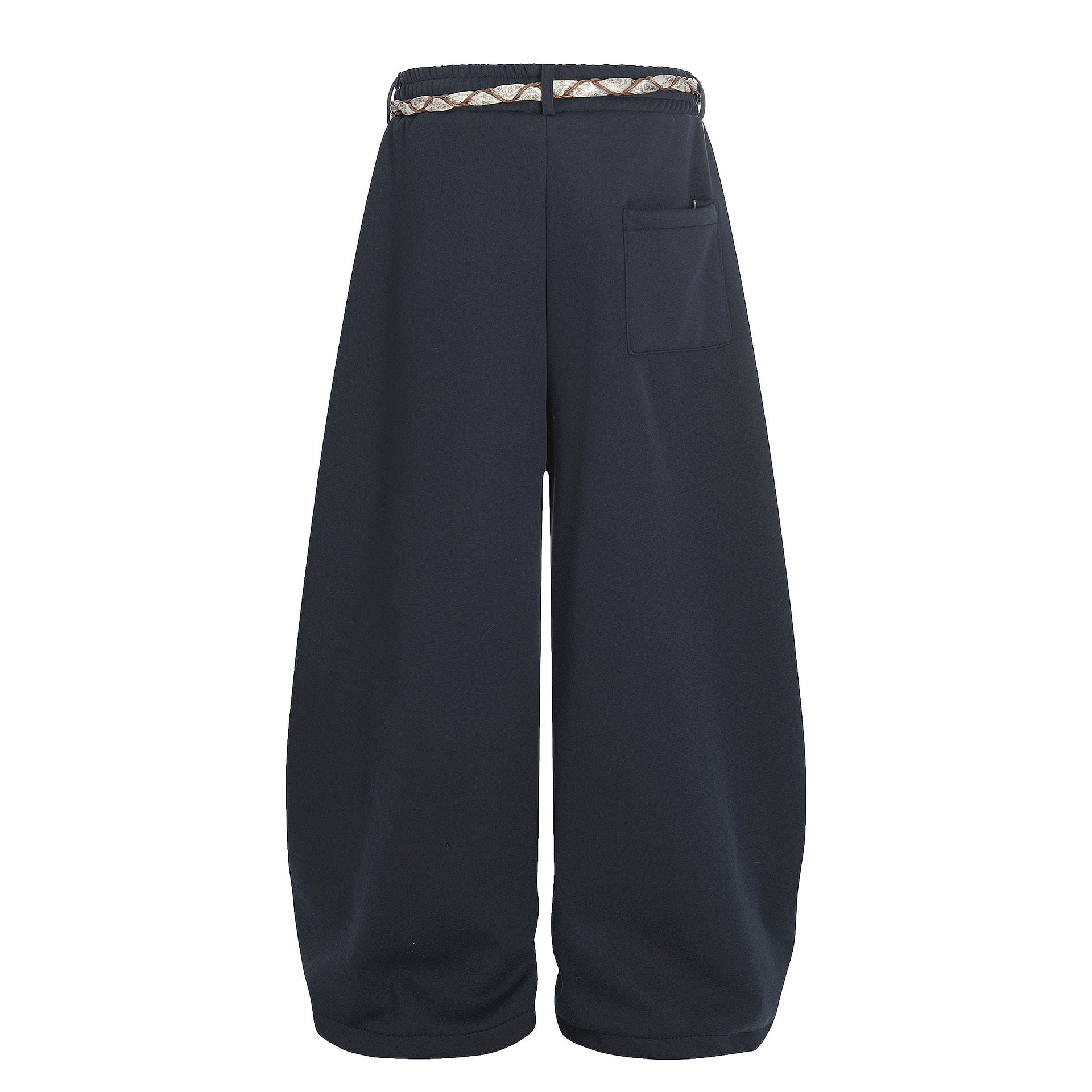Casual Plus Velvet Pants with Belt Decoration Solid Color