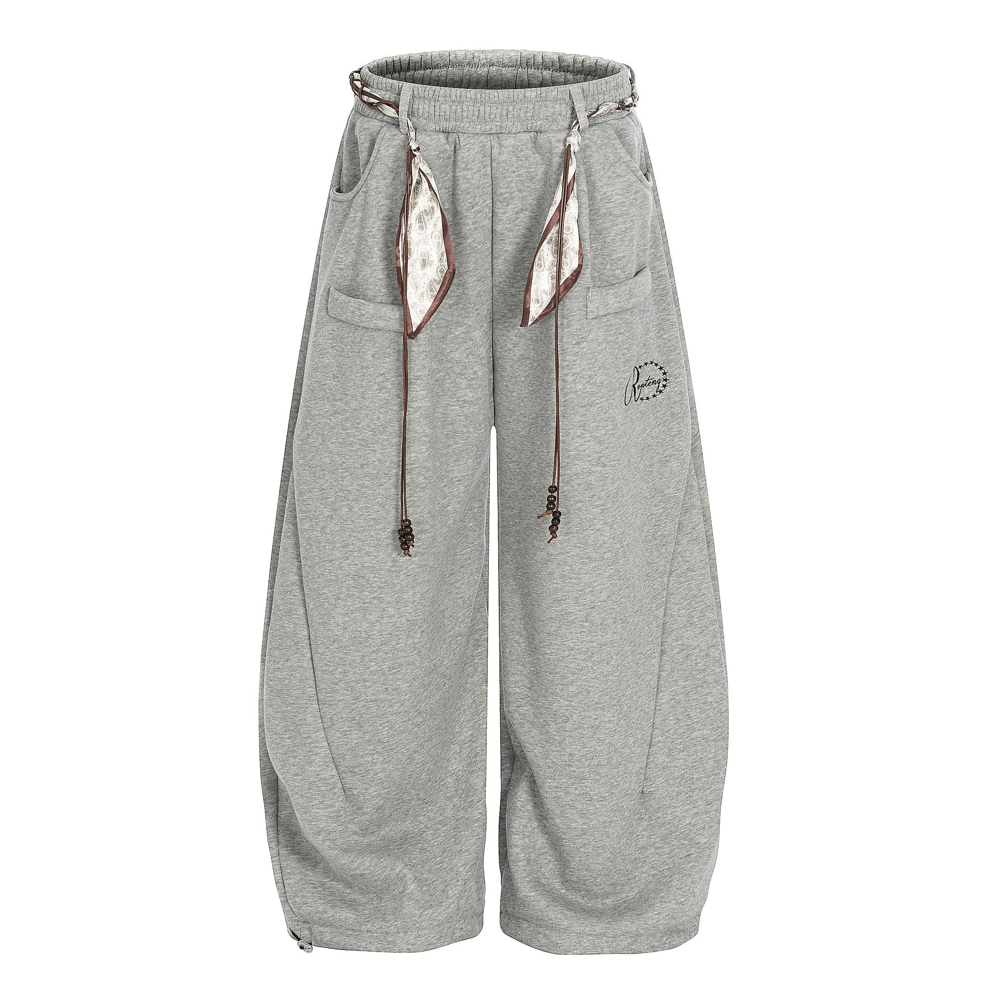 Casual Plus Velvet Pants with Belt Decoration Solid Color