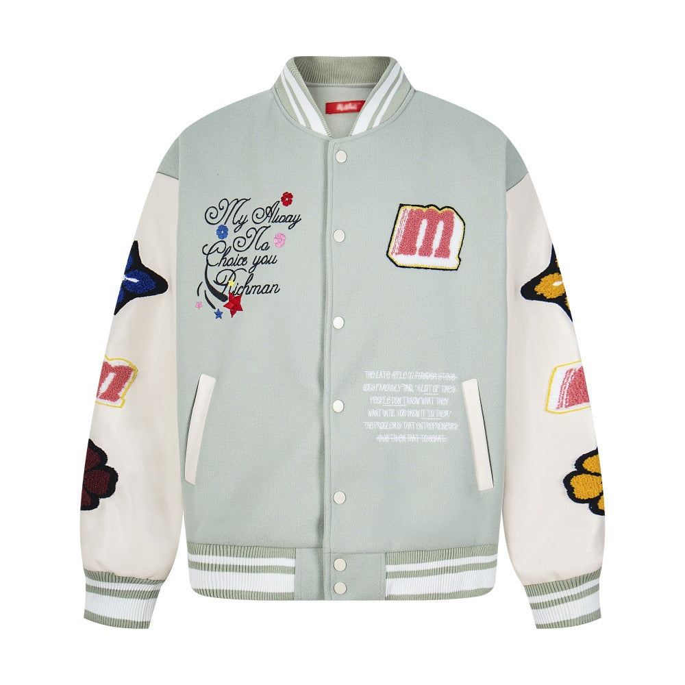 Embroidered letter baseball jersey