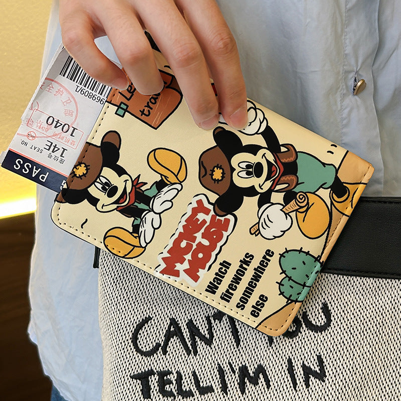 Cute card holder ID bag protective cover multi cartoon passport clip functional card for overseas travel storage