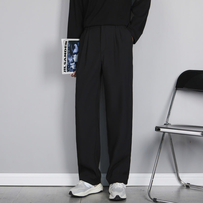 High street black casual suit pants for men