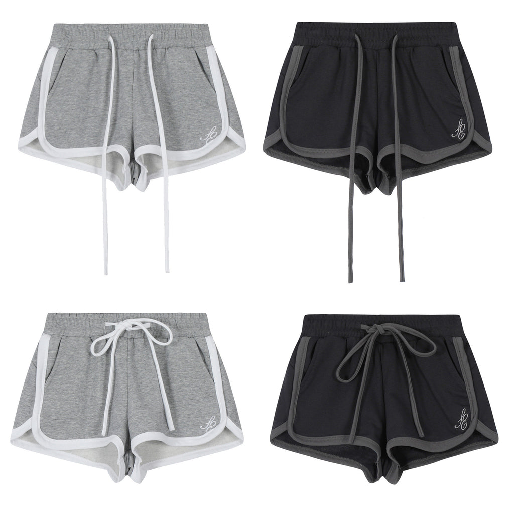 Drawstring Solid Color Casual Sport Shorts for Women