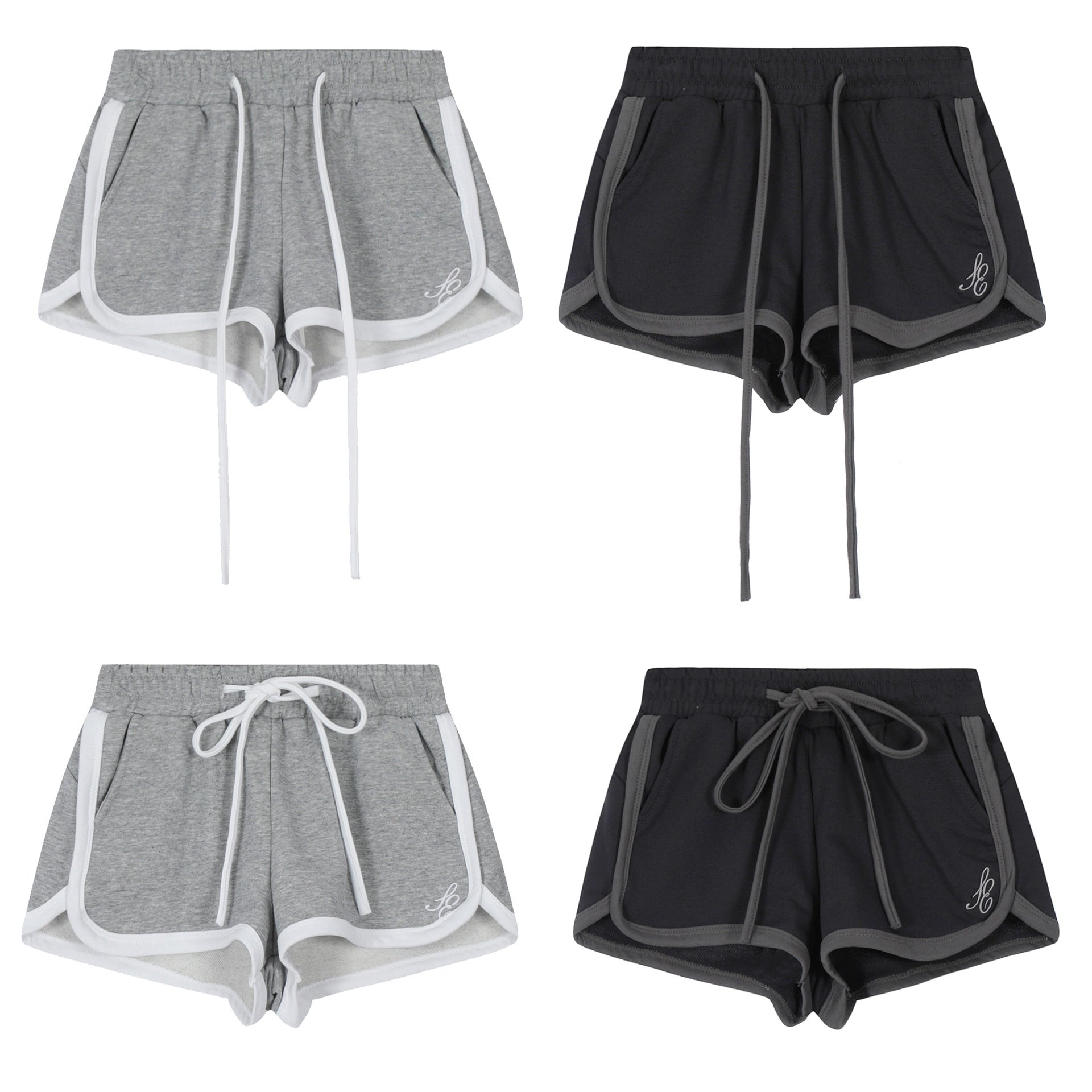 Drawstring Solid Color Casual Sport Shorts for Women