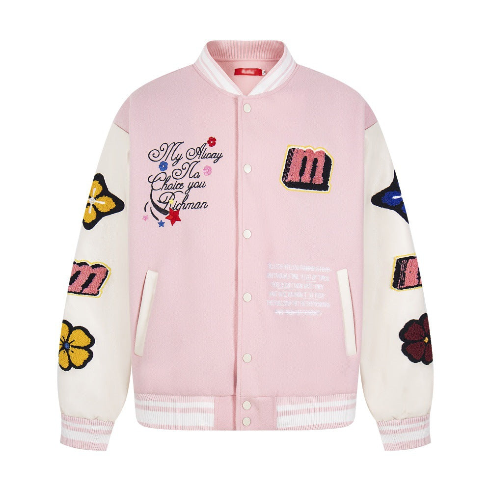 Embroidered letter baseball jersey