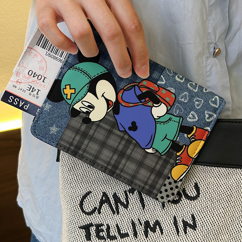Cute card holder ID bag protective cover multi cartoon passport clip functional card for overseas travel storage