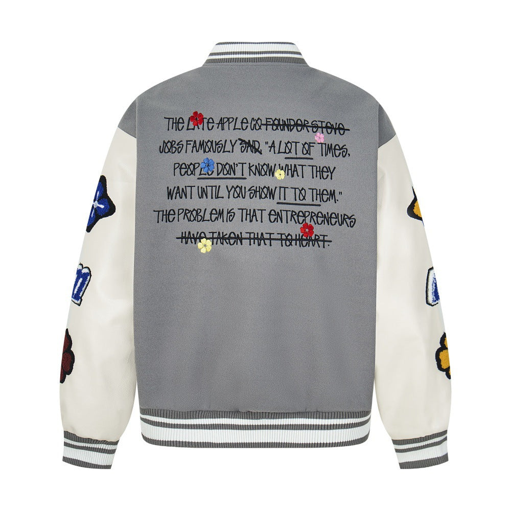 Embroidered letter baseball jersey