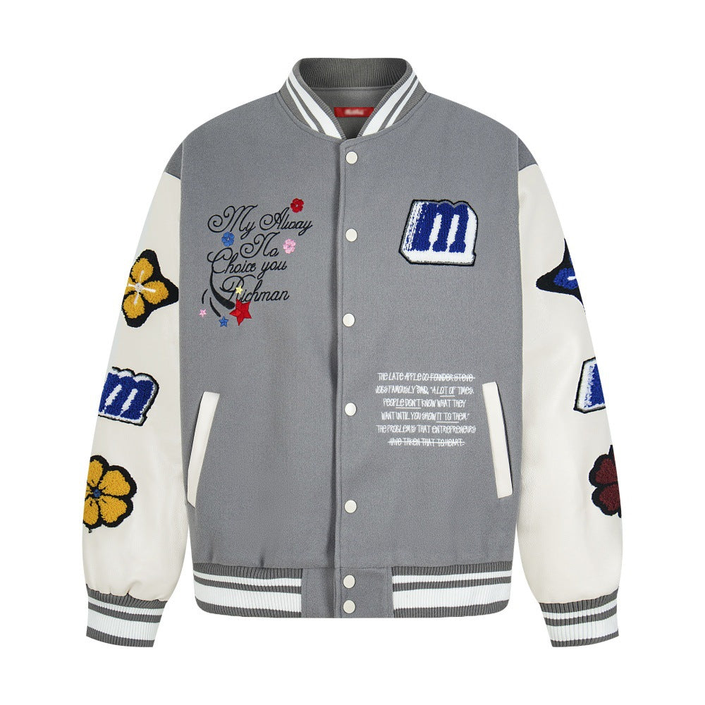 Embroidered letter baseball jersey