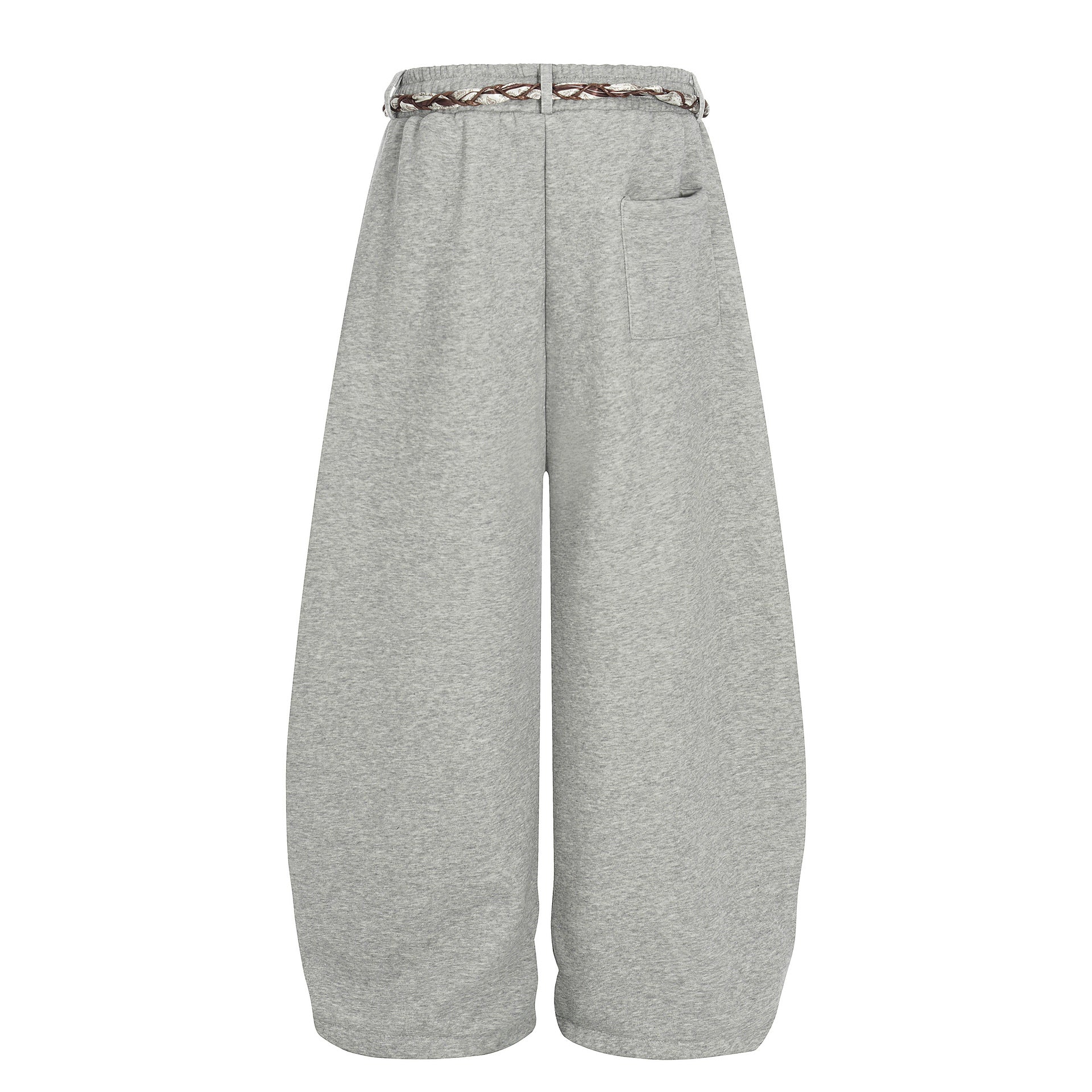 Casual Plus Velvet Pants with Belt Decoration Solid Color