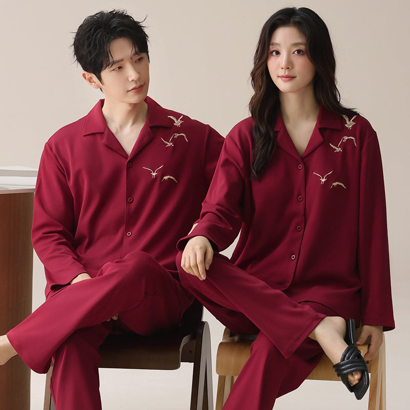 Couple collar men and women can wear outerwear set