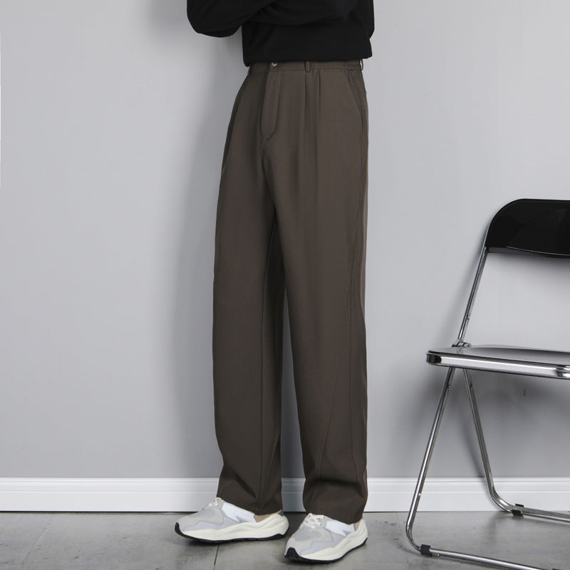 High street black casual suit pants for men