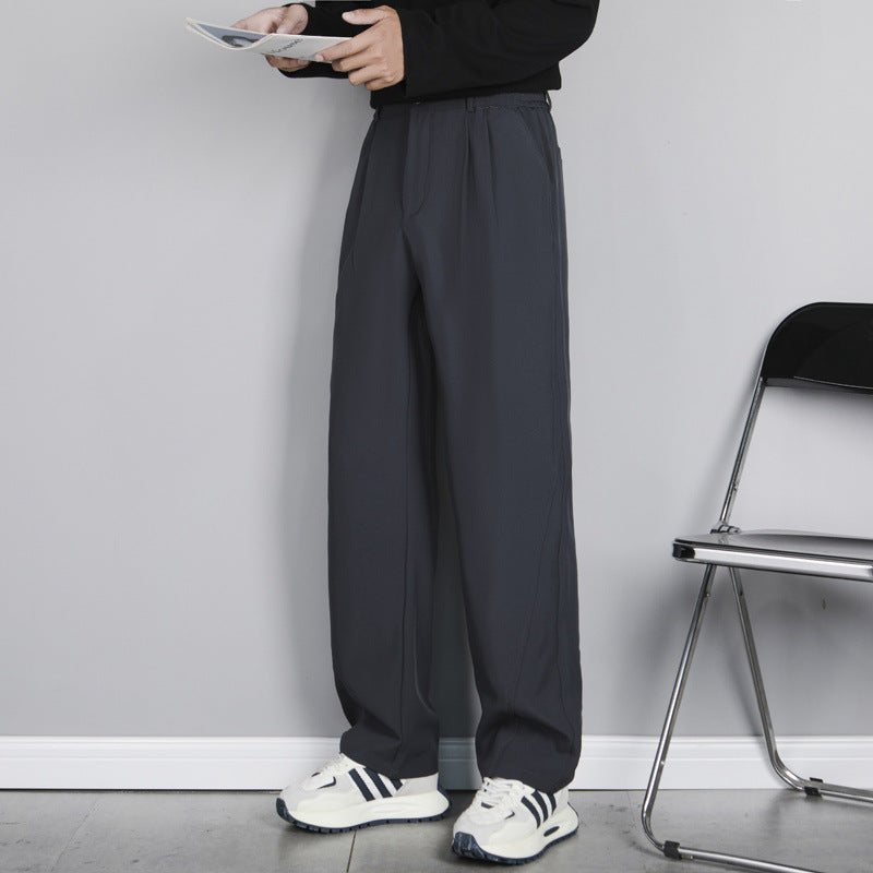 High street black casual suit pants for men