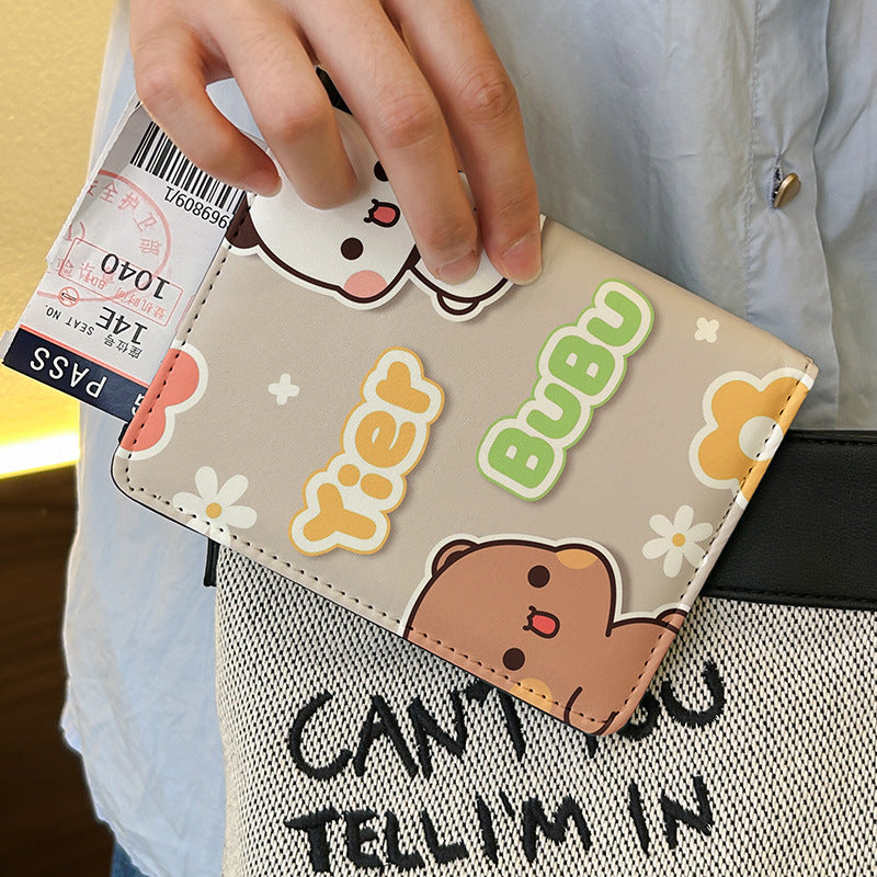 One Two Cloth Cute Passport Holder ID Wallet Protective Case Multi-Functional Card Holder Travel Organizer for International Trips Portable Storage