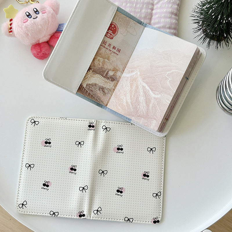 Black and Pink Cute Bear Series Passport Holder  Document Wallet  Protective Case  Multi-Functional Card Holder  Travel Organizer  Portable