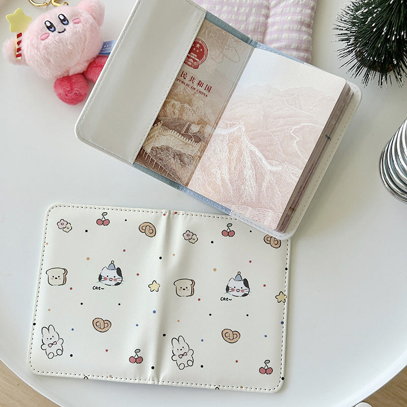 Black and Pink Cute Bear Series Passport Holder  Document Wallet  Protective Case  Multi-Functional Card Holder  Travel Organizer  Portable