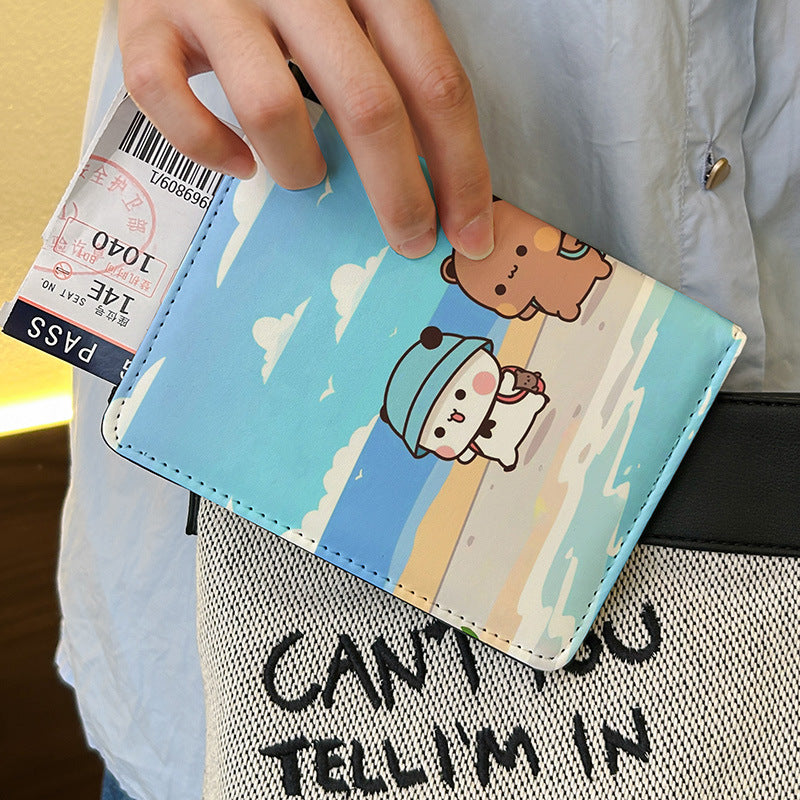 One Two Cloth Cute Passport Holder ID Wallet Protective Case Multi-Functional Card Holder Travel Organizer for International Trips Portable Storage