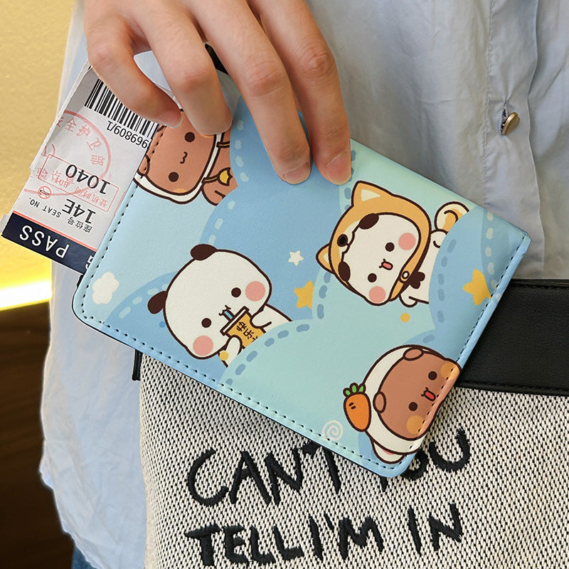 One Two Cloth Cute Passport Holder ID Wallet Protective Case Multi-Functional Card Holder Travel Organizer for International Trips Portable Storage