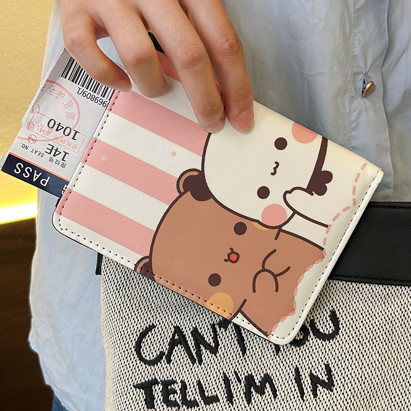 One Two Cloth Cute Passport Holder ID Wallet Protective Case Multi-Functional Card Holder Travel Organizer for International Trips Portable Storage
