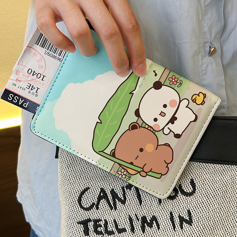 One Two Cloth Cute Passport Holder ID Wallet Protective Case Multi-Functional Card Holder Travel Organizer for International Trips Portable Storage