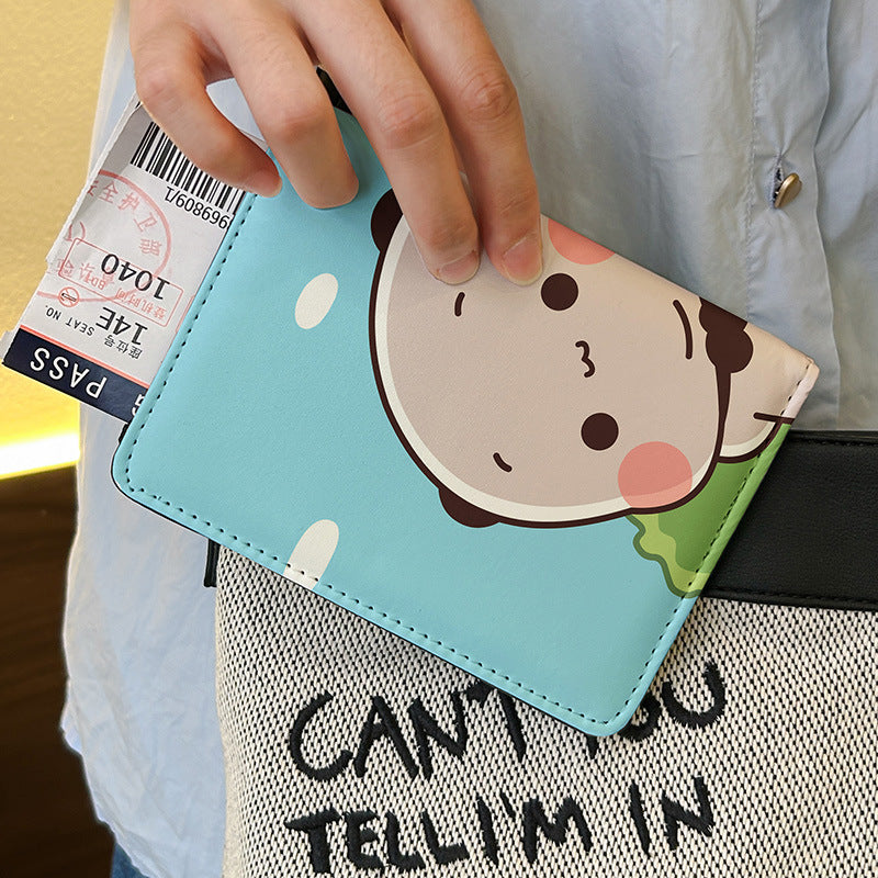 One Two Cloth Cute Passport Holder ID Wallet Protective Case Multi-Functional Card Holder Travel Organizer for International Trips Portable Storage