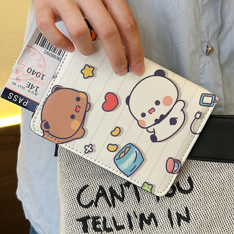 One Two Cloth Cute Passport Holder ID Wallet Protective Case Multi-Functional Card Holder Travel Organizer for International Trips Portable Storage