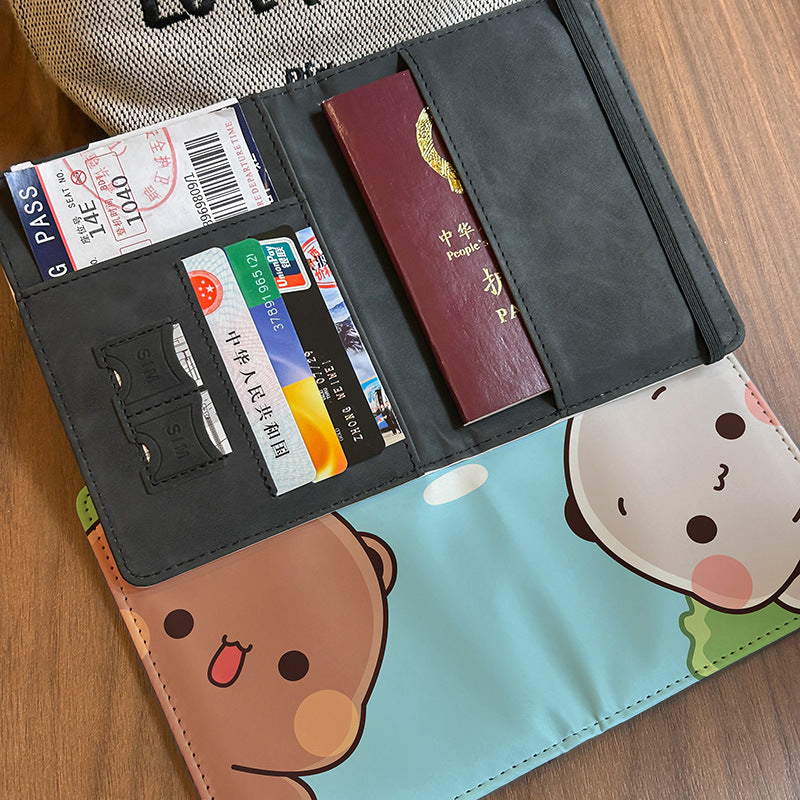 One Two Cloth Cute Passport Holder ID Wallet Protective Case Multi-Functional Card Holder Travel Organizer for International Trips Portable Storage